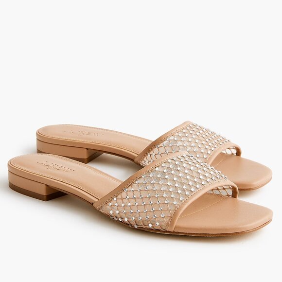 J. Crew Factory Shoes - J. Crew Nude Rhinestone Mesh Slide Sandals/NWT/9M